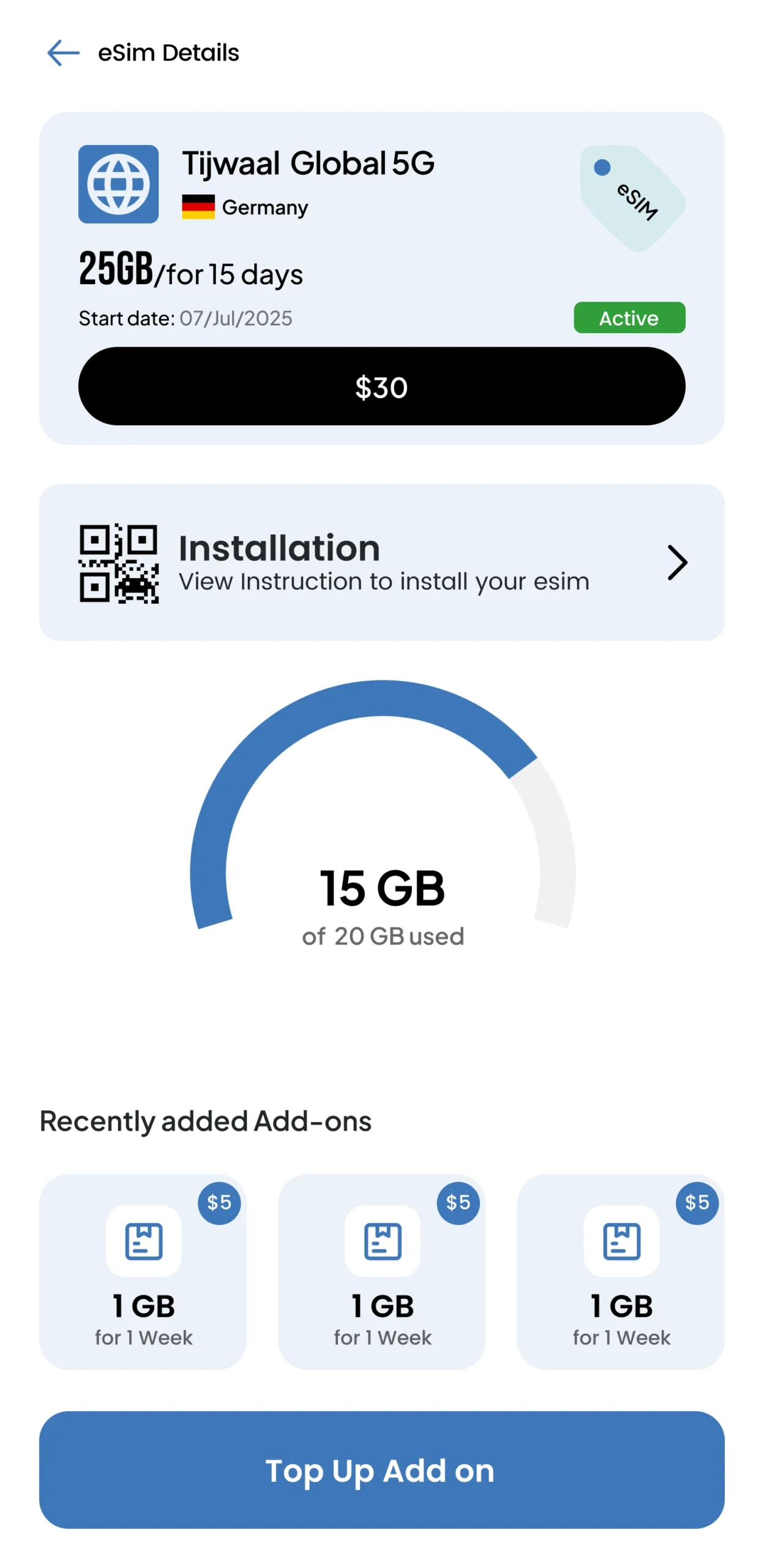 eSim Details Tijwaal eSIM